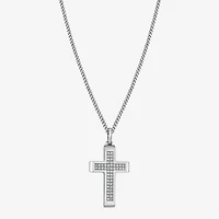 Cross (F,Si2) Mens 5/8 CT. Lab Grown White Diamond Stainless Steel Cross 24 Inch Pendant Necklace