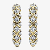 (I / I2) Womens 1 CT. T.W. Lab Grown White Diamond 14K Gold Over Silver 24.2mm Hoop Earrings