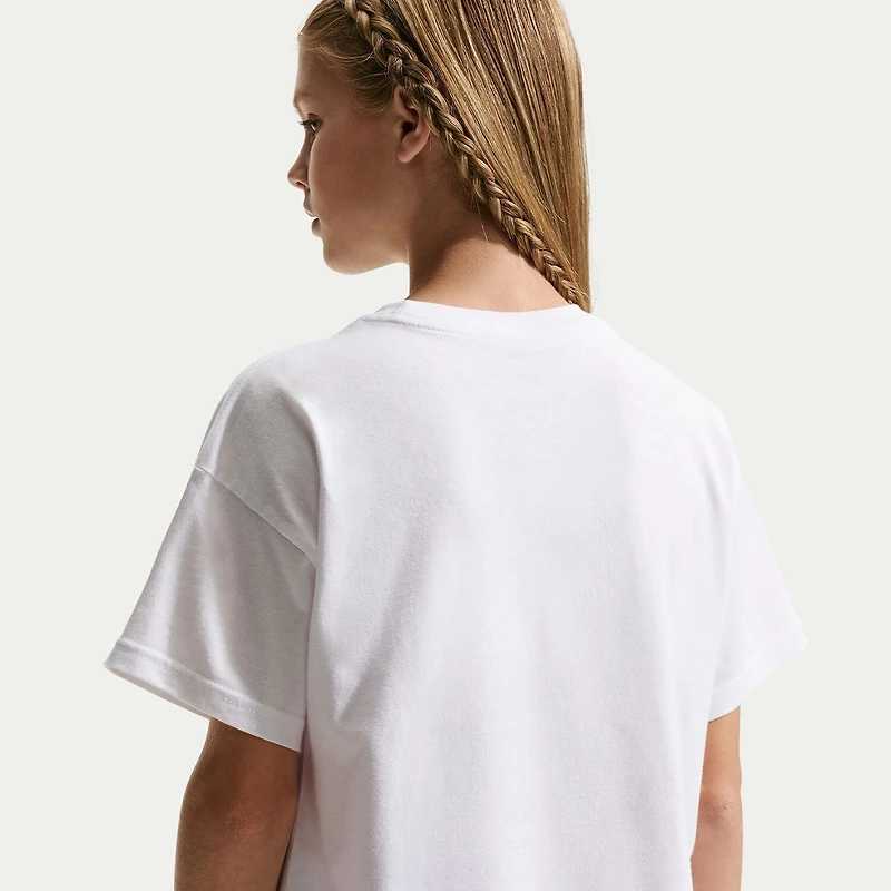 Nike Club Big Kid Girls Crew Neck Short Sleeve Oversized Graphic T-Shirt