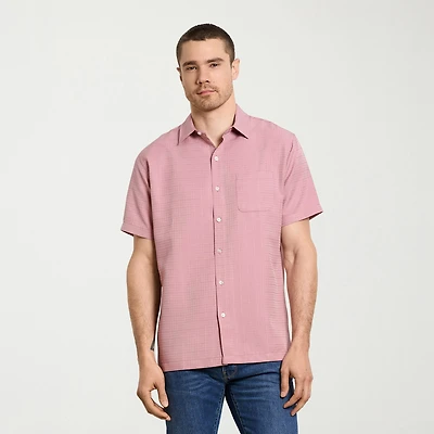Van Heusen Weekend Mens Short Sleeve Camp Shirt