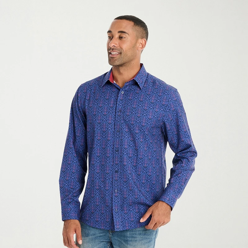 Nick Graham Mens Long Sleeve Regular Fit Button-Down Shirt