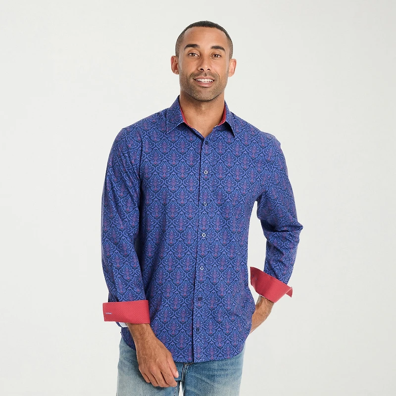 jcpenney dress shirts Vintage 80s Shirt Mens 15 32 Stripe Long Sleeve Single Needle Wrinkle Free Men's Dress Shirts: Slim Fit