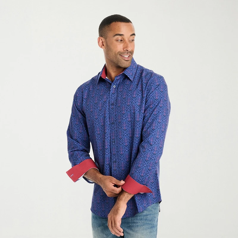 Nick Graham Mens Long Sleeve Regular Fit Button-Down Shirt