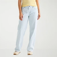 Arizona Striped Womens Juniors Short Low Rise Straight Leg Jean