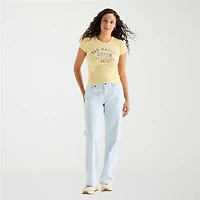 Arizona Striped Womens Juniors Short Low Rise Straight Leg Jean