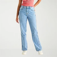 Arizona Womens Juniors Short High Rise Stretch Fabric Straight Leg Jean
