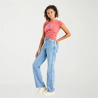 Arizona Womens Juniors Short High Rise Stretch Fabric Straight Leg Jean