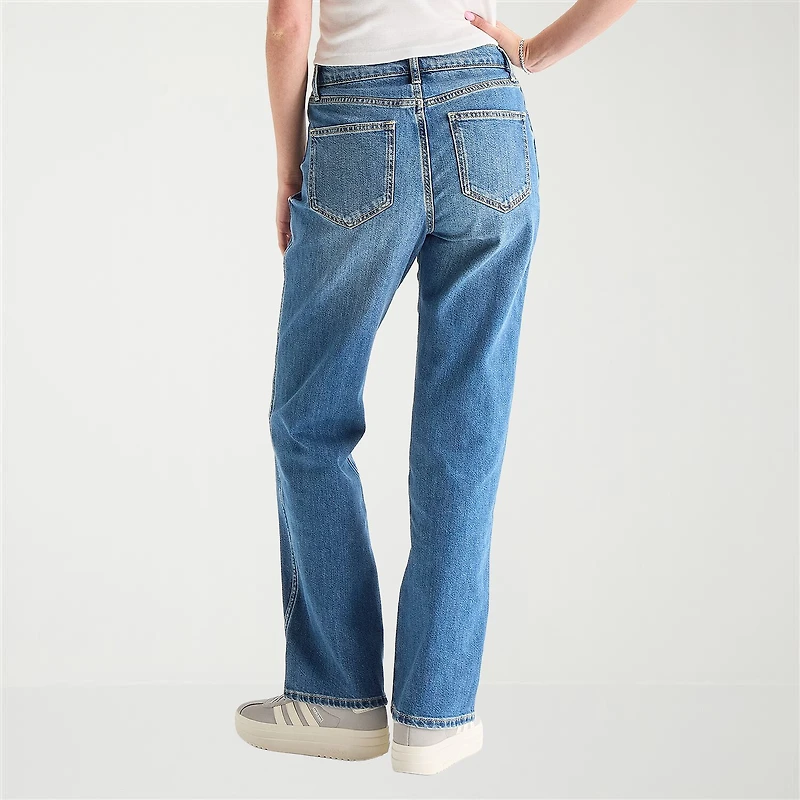 Arizona Womens Juniors Short High Rise Stretch Fabric Straight Leg Jean
