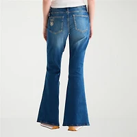 Arizona Womens Juniors Short Low Rise Stretch Fabric Flare Leg Jean