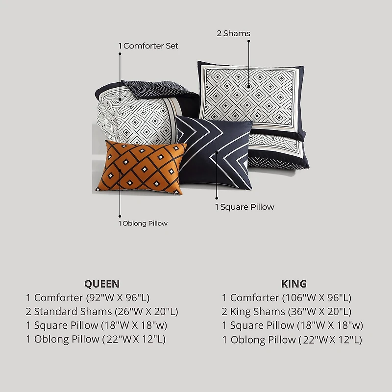 Bebejan Geometric 5-pc. Midweight Reversible Comforter Set
