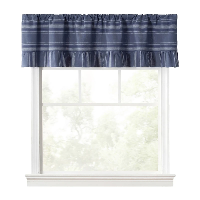 Martha Stewart Ruffle Stripe Rod Pocket Tailored Valance