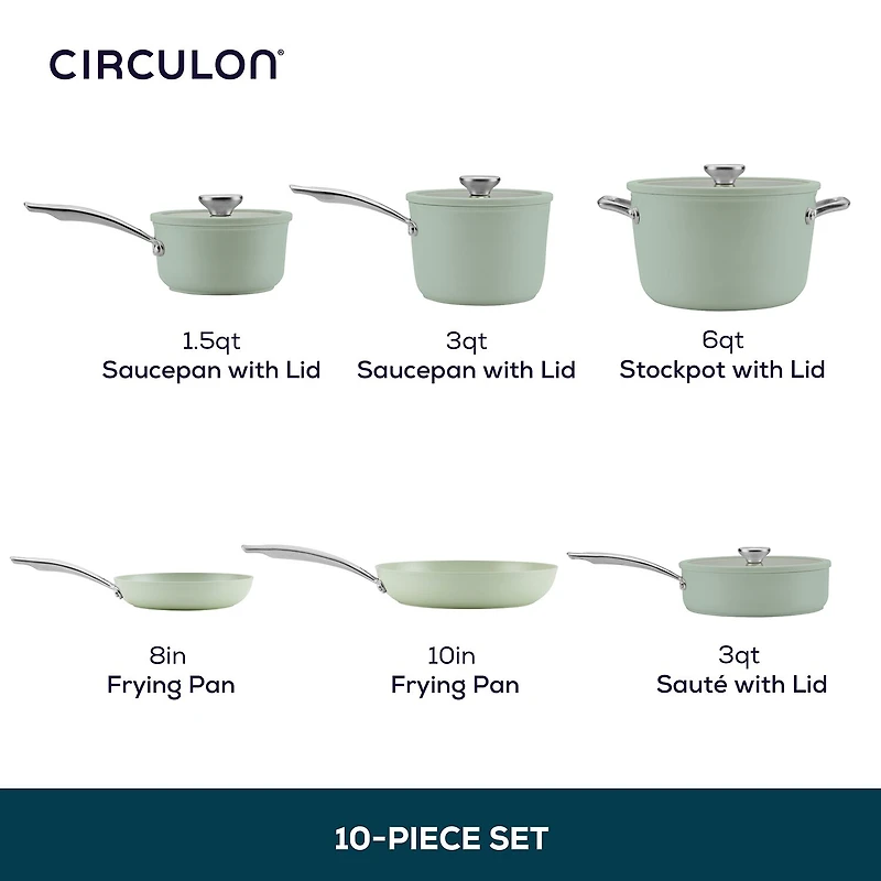 Circulon Halo with LaserDefense Ceramic Nonstick 10-pc. Cookware Set