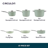 Circulon Halo with LaserDefense Ceramic Nonstick 10-pc. Cookware Set