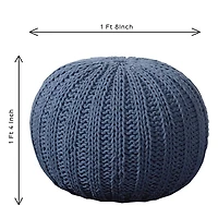 LR Home Montra 16" Handmade Cableknit Cotton Pouf