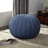 LR Home Montra 16" Handmade Cableknit Cotton Pouf