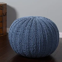 LR Home Montra 16" Handmade Cableknit Cotton Pouf