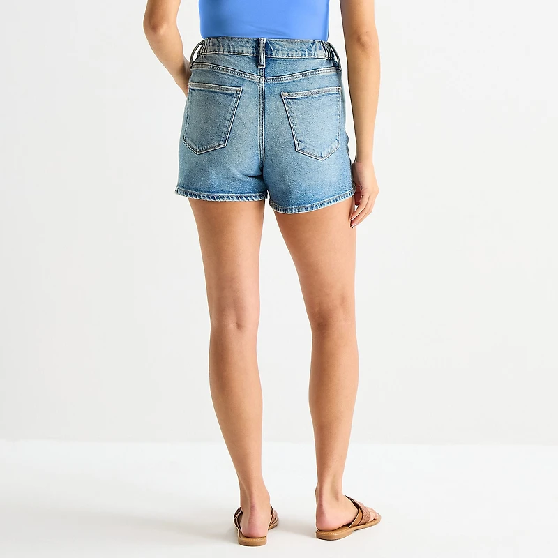 Arizona Curvy Womens 4" Mid Rise Juniors Denim Short