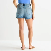 Arizona Curvy Womens 4" Mid Rise Juniors Denim Short