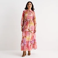 Melonie T Womens V Neck Long Sleeve Raglan Maxi Dress