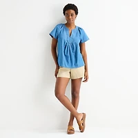 St. John's Bay Womens Tall V Neck Short Sleeve Blouse