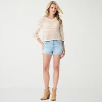 JS Jessica Simpson Womens Crew Neck 3/4 Sleeve Pullover Sweater