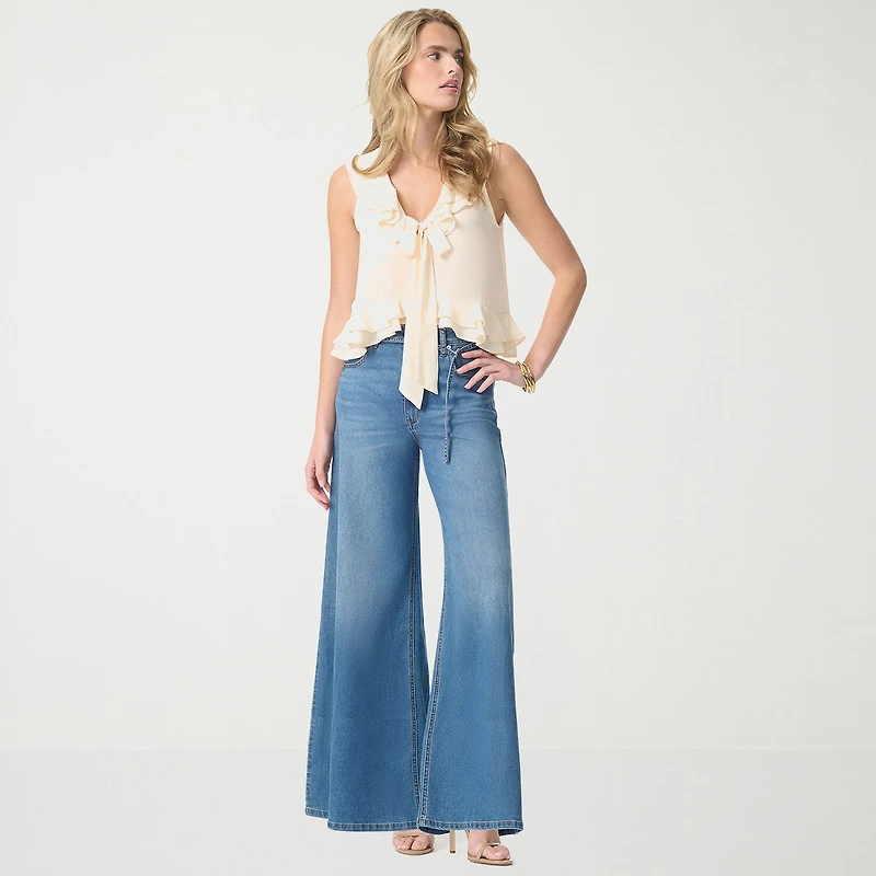 JS Jessica Simpson Womens V Neck Sleeveless Blouse