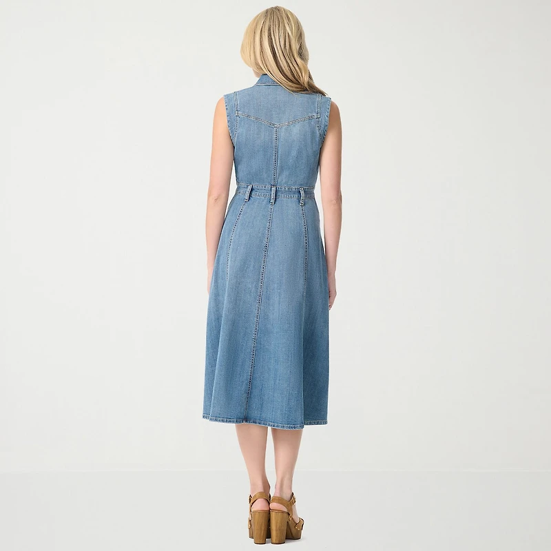 JS Jessica Simpson Womens Midi Sleeveless A-Line Dress