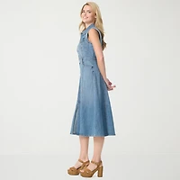 JS Jessica Simpson Womens Midi Sleeveless A-Line Dress