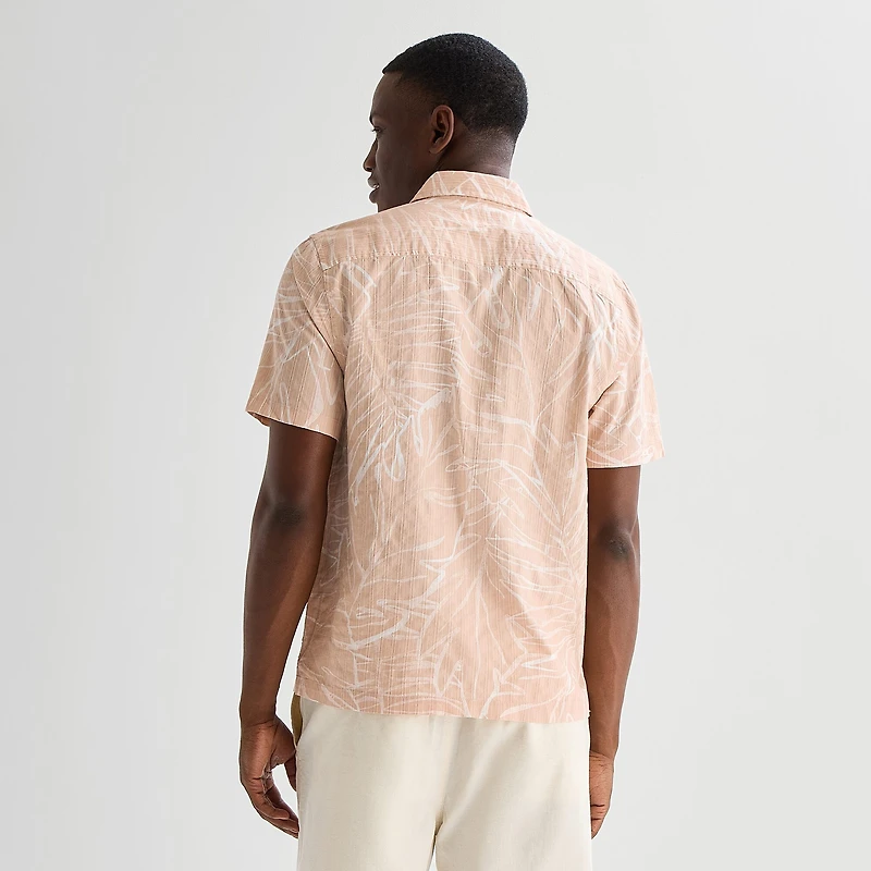 mutual weave Mens Short Sleeve Relaxed Fit Button-Down Shirt