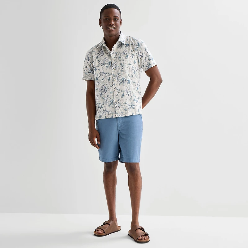 mutual weave Mens Short Sleeve Relaxed Fit Button-Down Shirt