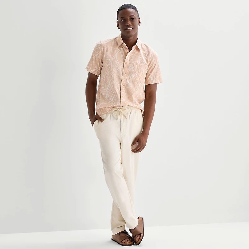 mutual weave Mens Short Sleeve Relaxed Fit Button-Down Shirt