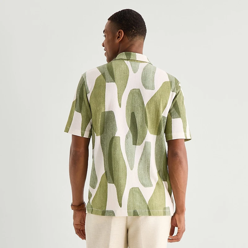 J. Ferrar Abstract Print Mens Short Sleeve Camp Shirt