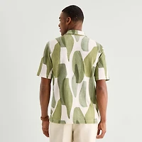 J. Ferrar Abstract Print Mens Short Sleeve Camp Shirt