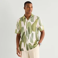 J. Ferrar Abstract Print Mens Short Sleeve Camp Shirt