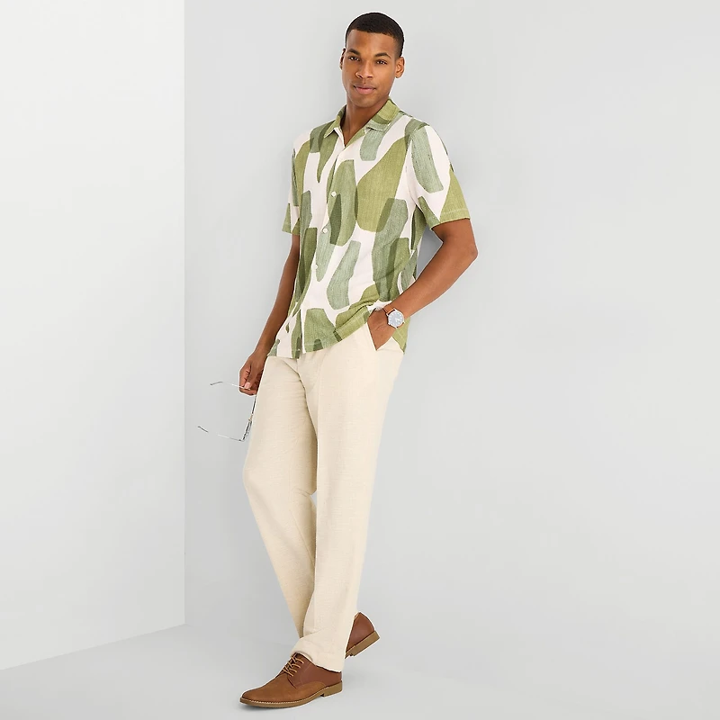 J. Ferrar Abstract Print Mens Short Sleeve Camp Shirt