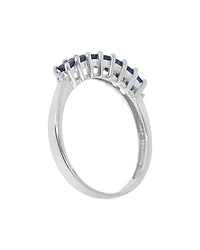 LIMITED QUANTITIES  Genuine Blue Sapphire and Diamond-Accent 14K White Gold Band
