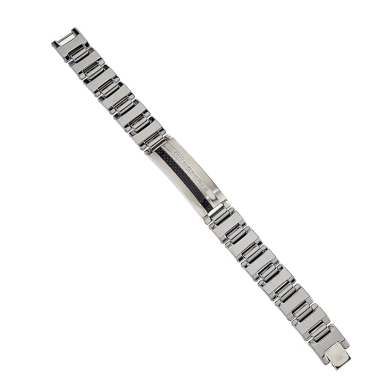 Mens 1/5 CT. T.W. Diamond Stainless Steel and Tungsten Bracelet