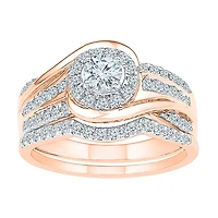 Womens CT. T.W. Natural White Diamond 10K Gold Round Bridal Set