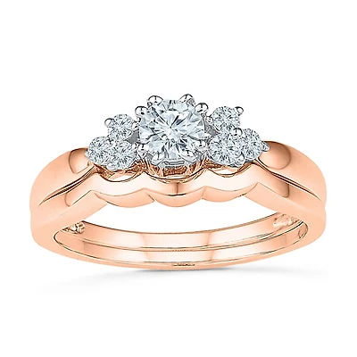 Womens 3/8 CT.T.W. Natural Diamond 10K Rose Gold Bridal Set