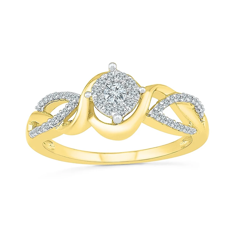 Promise My Love Womens 1/ CT. T.W. Natural Diamond Sterling Silver Round Side Stone Ring
