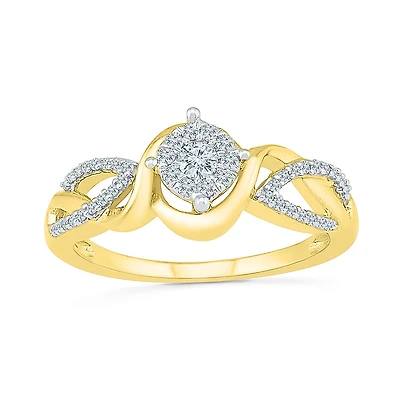 Promise My Love Womens 1/ CT. T.W. Natural White Diamond Sterling Silver Round Side Stone Ring