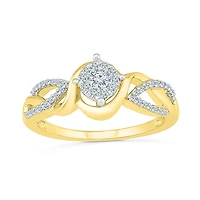 Promise My Love Womens 1/ CT. T.W. Natural Diamond Sterling Silver Round Side Stone Ring