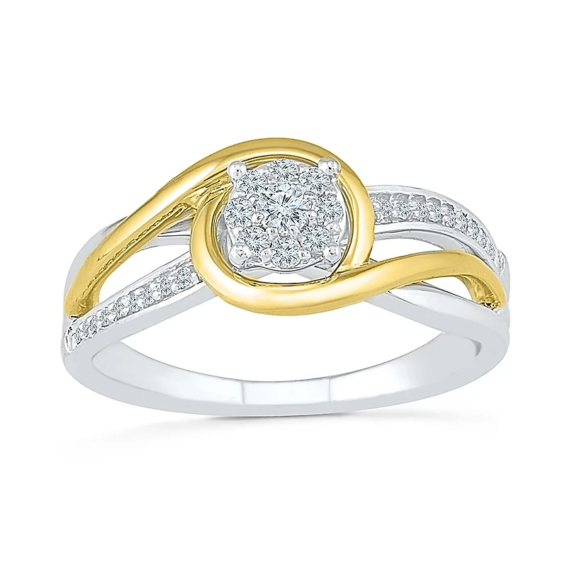 Promise My Love Womens 1/ CT. T.W. Natural Diamond Sterling Silver Round Ring