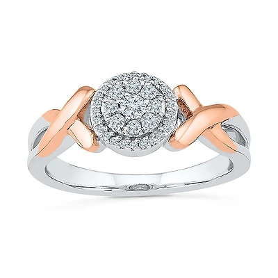 Womens 1/6 CT. T.W. Natural White Diamond Sterling Silver Round Promise Ring