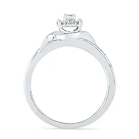 Promise My Love Womens 1/ CT. T.W. Natural Diamond Sterling Silver Round Side Stone Halo Ring