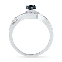 Womens 1/5 CT. Natural Black Diamond Sterling Silver Round Promise Ring