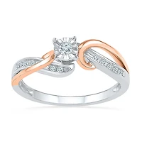 Promise My Love Womens 1/ CT. T.W. Natural White Diamond Sterling Silver Round Bypass Ring