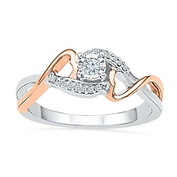 Promise My Love Womens 1/ CT. T.W. Natural Diamond Sterling Silver Round Halo Ring