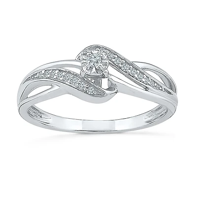 Promise My Love Womens 1/10 CT. T.W. Natural White Diamond Sterling Silver Round Bypass Ring