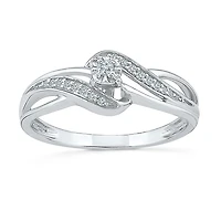 Promise My Love Womens 1/10 CT. T.W. Natural White Diamond Sterling Silver Round Bypass Ring